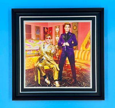 Elton John Signed Photo In Luxury Handmade Wooden Frame & Certificate Of Authenticity Music Memorabilia Autograph Auto Who Believes In Angels Poster