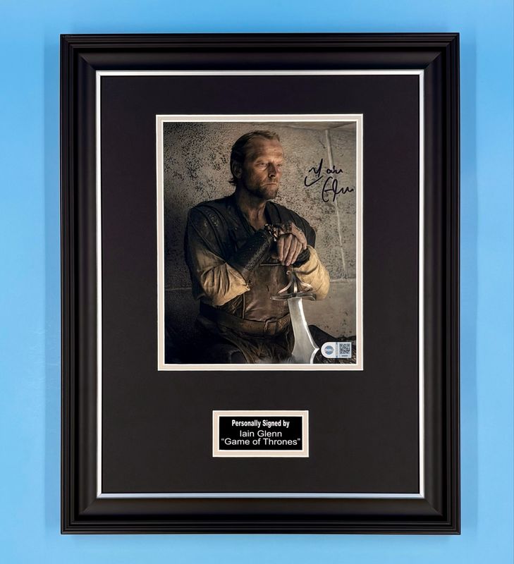 Iain Glen Signed Photo In Luxury Handmade Wooden Frame With SWAU Verification & Certificate Of Authenticity Movie Film TV Memorabilia Jorah Mormont Autograph Auto Game Of Thrones Poster