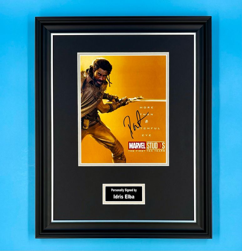 Idris Elba Signed Photo In Luxury Handmade Wooden Frame & Certificate Of Authenticity Movie Film TV Memorabilia Heimdall Autograph Auto Poster