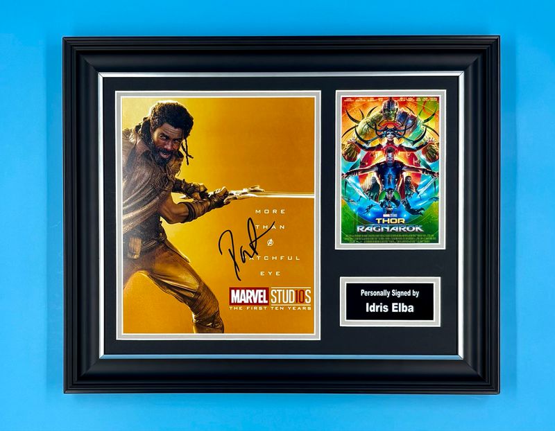 Idris Elba Signed Photo In Luxury Handmade Wooden Frame & Certificate Of Authenticity Movie Film TV Memorabilia Heimdall Autograph Auto Poster