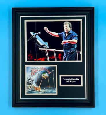 Jeff Wayne Signed Photo In Luxury Handmade Wooden Frame & Certificate Of Authenticity Music Memorabilia Autograph Auto The War Of The Worlds Poster