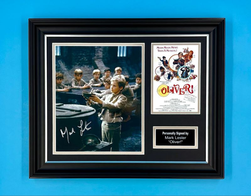 Mark Lester Signed Photo In Luxury Handmade Wooden Frame & Certificate Of Authenticity Movie Film TV Memorabilia Oliver Twist Autograph Auto Oliver Poster