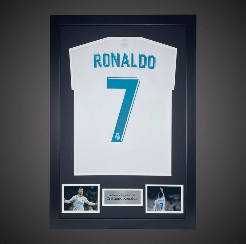 WEB EXCLUSIVE Cristiano Ronaldo Hand Signed Real Madrid Shirt/Jersey In Luxury Wooden Frame & Certificate Of Authenticity Football Soccer World Cup Autograph Memorabilia Certified