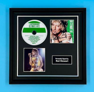 Rod Stewart Signed Photo & CD In Luxury Handmade Wooden Frame & Certificate Of Authenticity Music Memorabilia Autograph Auto Ultimate Hits Poster