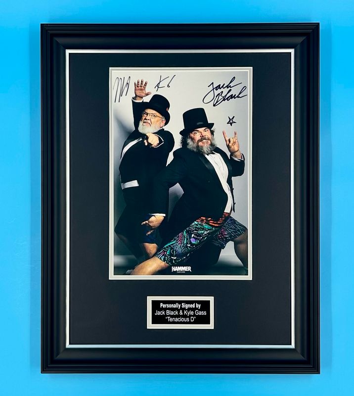 Tenacious D Signed Photo In Luxury Handmade Wooden Frame & Certificate Of Authenticity Music Memorabilia Kyle Gass Jack Black Autograph Auto Poster