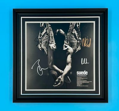 Suede Signed Photo In Luxury Handmade Wooden Frame & Certificate Of Authenticity Music Memorabilia Autograph Auto Antidepressants Poster