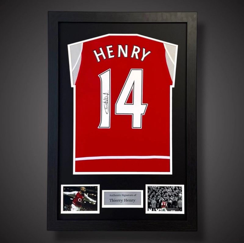 WEB EXCLUSIVE Thierry Henry Hand Signed Arsenal Shirt/Jersey In Luxury Wooden Frame & Certificate Of Authenticity Football Soccer Premier League Autograph Memorabilia Certified WEB EXCLUSIVE Thierry Henry Hand Signed Arsenal Shirt/Jersey In Luxury Wooden Frame & Certificate Of Authenticity Football Soccer Premier League Autograph Memorabilia Certified