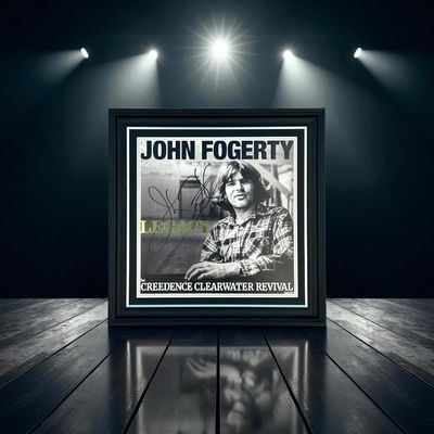 John Fogerty Hand Signed Album Cover Artwork “Legacy” In Luxury Handmade Wooden Frame & Certificate of Authenticity The Creedance Clearwater Revival Music Autographed Memorabilia Poster