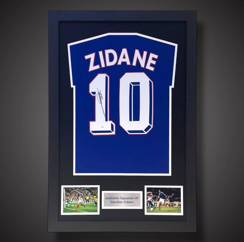 WEB EXCLUSIVE Zinedine Zidane Hand Signed France Shirt/Jersey In Luxury Wooden Frame & Certificate Of Authenticity Football Soccer World Cup Autograph Memorabilia Certified