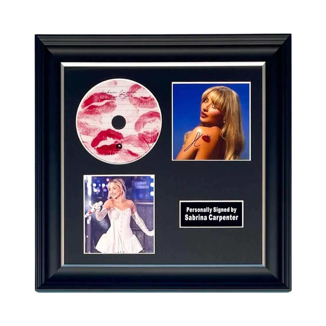 Sabrina Carpenter Hand SIGNED “Short N’ Sweet” Photo & CD In Luxury Handmade Wooden Frame & Certificate Of Authenticity Music Memorabilia Autograph Short N Sweet Poster