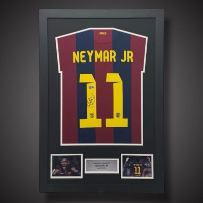 WEB EXCLUSIVE Neymar Jr Hand Signed F.C Barcelona Shirt/Jersey In Luxury Wooden Frame & Certificate Of Authenticity Football Soccer World Cup Autograph Memorabilia Certified WEB EXCLUSIVE Neymar Jr Hand Signed F.C Barcelona Shirt/Jersey In Luxury Wooden Frame & Certificate Of Authenticity Football Soccer World Cup Autograph Memorabilia Certified