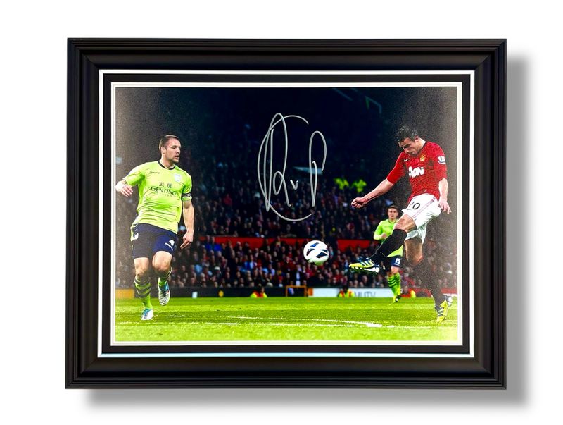 Robin Van Persie Signed Photo In Luxury Handmade Wooden Frame & Certificate Of Authenticity Football Soccer Memorabilia Autograph Auto Manchester United Poster