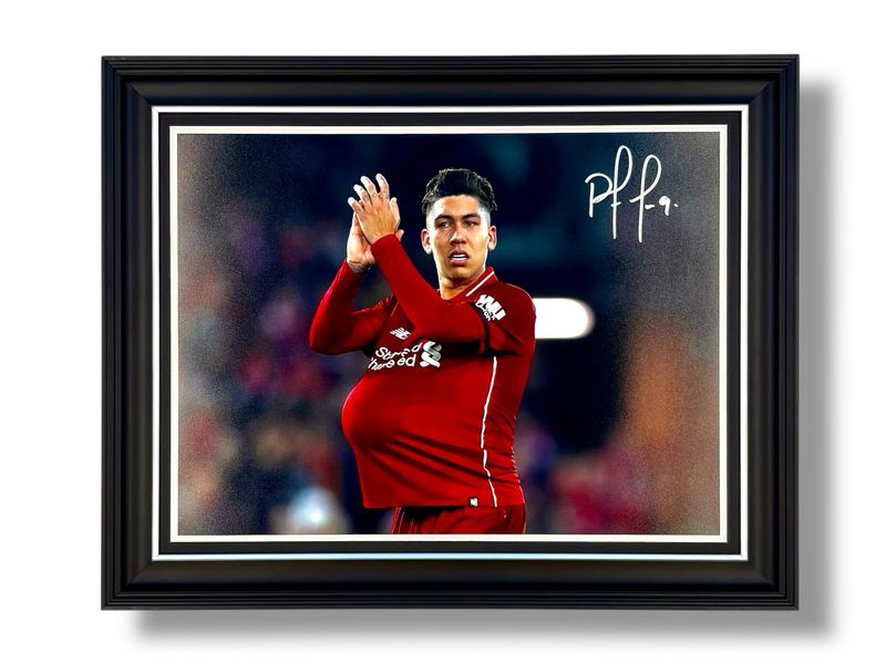Roberto Firmino Signed Photo In Luxury Handmade Wooden Frame & Certificate Of Authenticity Football Soccer Memorabilia Autograph Auto Liverpool Poster