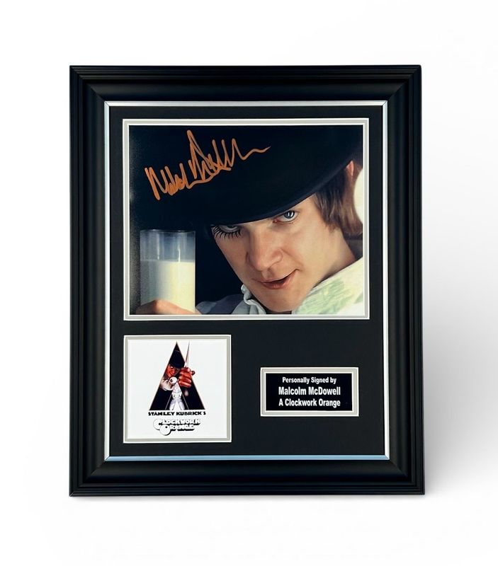 Malcolm McDowell Signed Photo In Luxury Handmade Wooden Frame & Certificate Of Authenticity Movie Film TV Memorabilia Autograph Auto A Clockwork Orange Poster