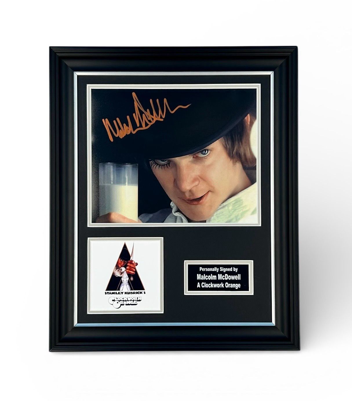 Malcolm McDowell Signed Photo In Luxury Handmade Wooden Frame & Certificate Of Authenticity Movie Film TV Memorabilia Autograph Auto A Clockwork Orange Poster
