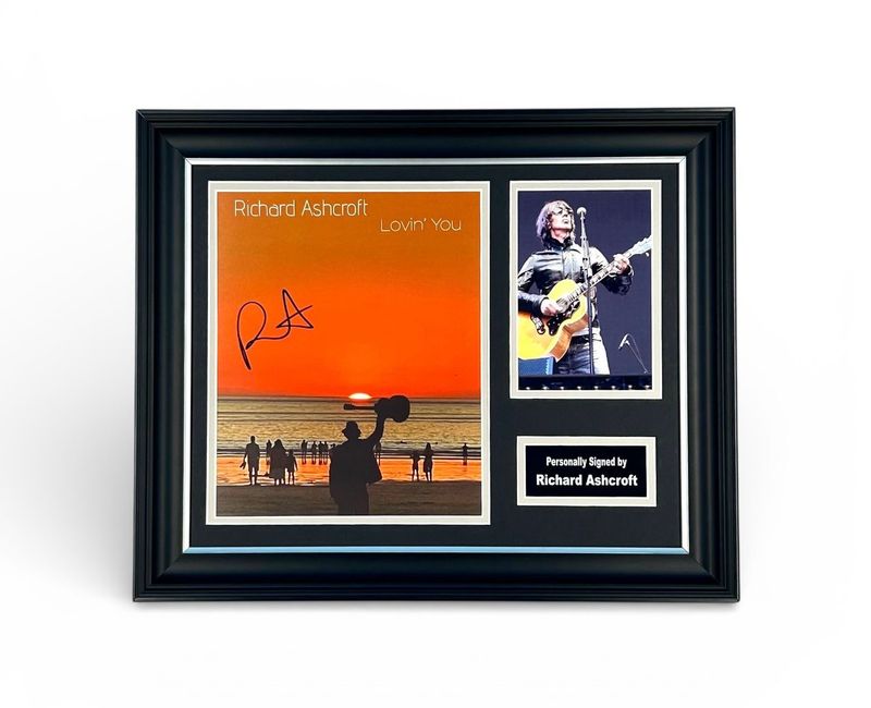 Richard Ashcroft Signed Photo In Luxury Handmade Wooden Frame & Certificate Of Authenticity Music Memorabilia Autograph Auto Lovin’ You Poster