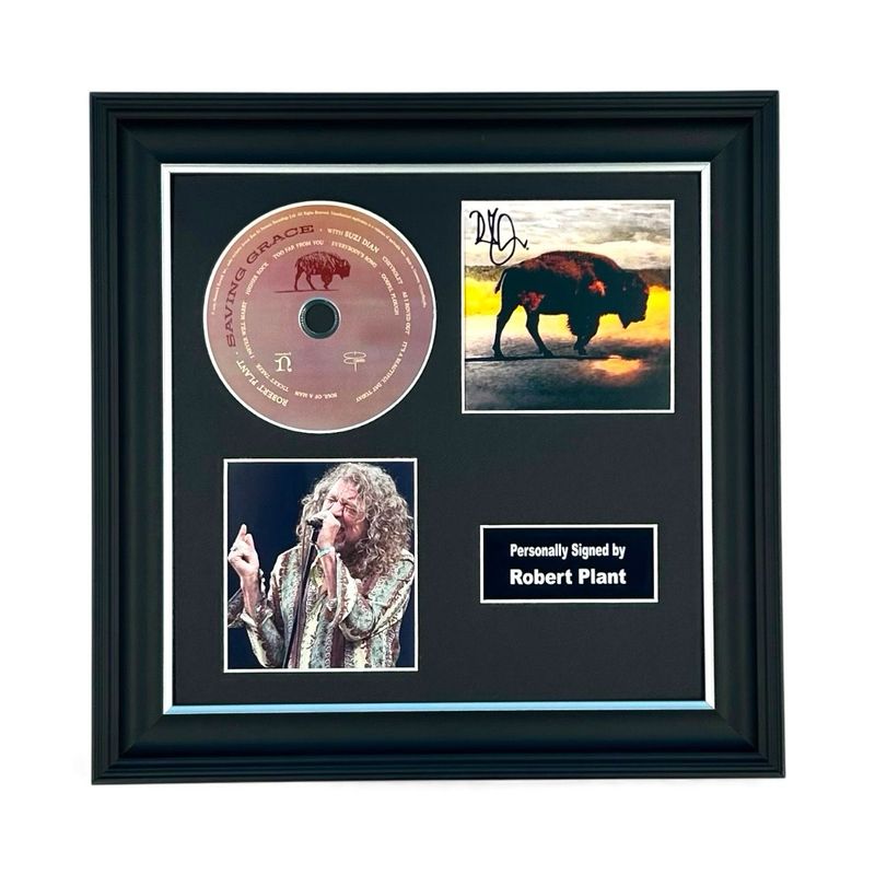 Robert Plant Signed Photo & CD In Luxury Handmade Wooden Frame & Certificate Of Authenticity Music Memorabilia Led Zeppelin Autograph Auto Saving Grace Poster