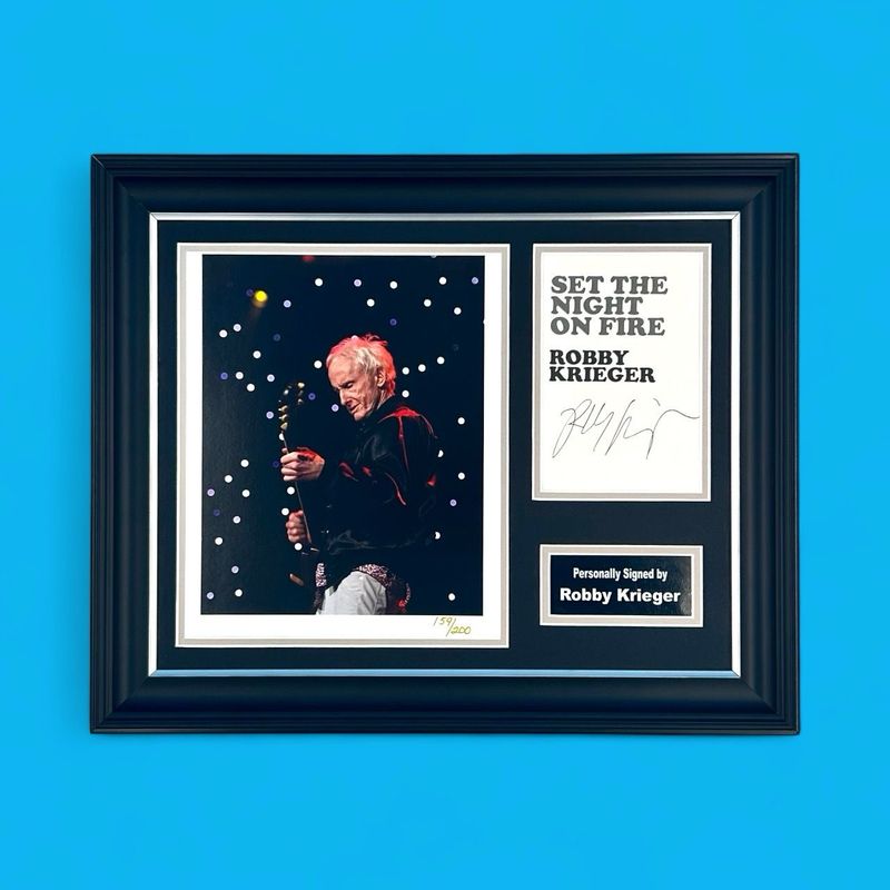 Robby Krieger Signed Photo In Luxury Handmade Wooden Frame & Certificate Of Authenticity Music Memorabilia The Doors Autograph Auto Poster