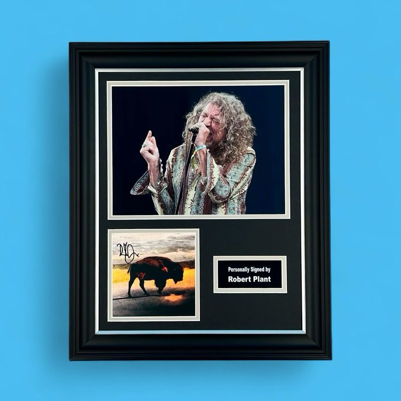 Robert Plant Signed Photo In Luxury Handmade Wooden Frame & Certificate Of Authenticity Music Memorabilia Led Zeppelin Autograph Auto Saving Grace Poster