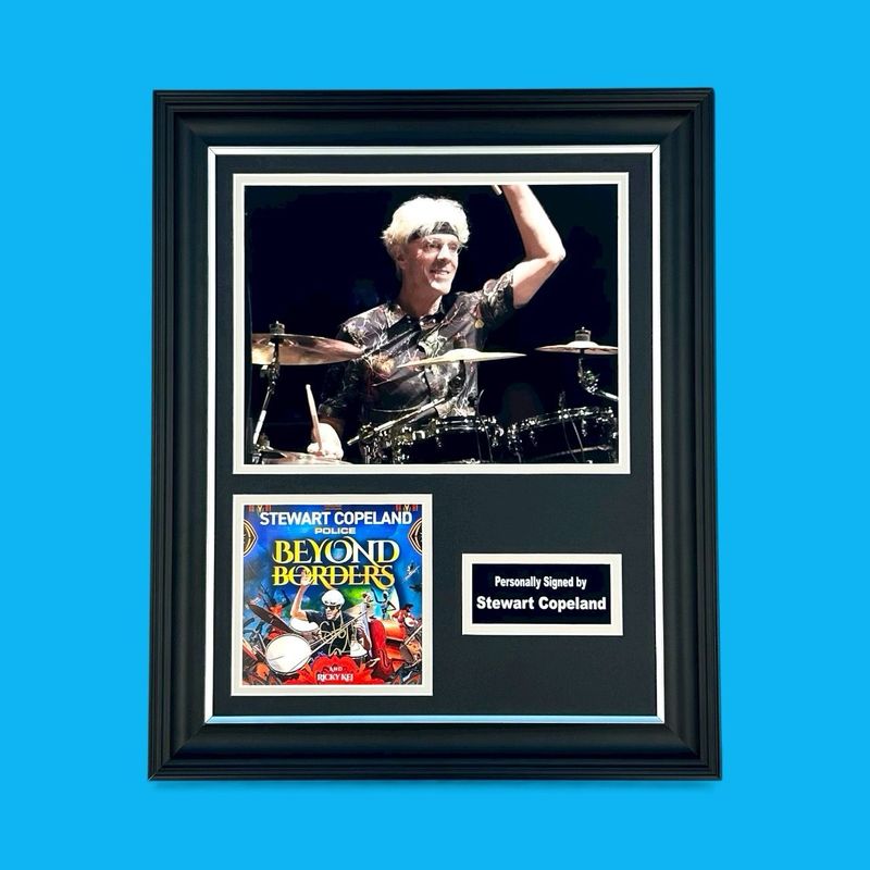 Stewart Copeland Signed Photo In Luxury Handmade Wooden Frame & Certificate Of Authenticity Music Memorabilia The Police Autograph Auto Police Beyond Borders Poster