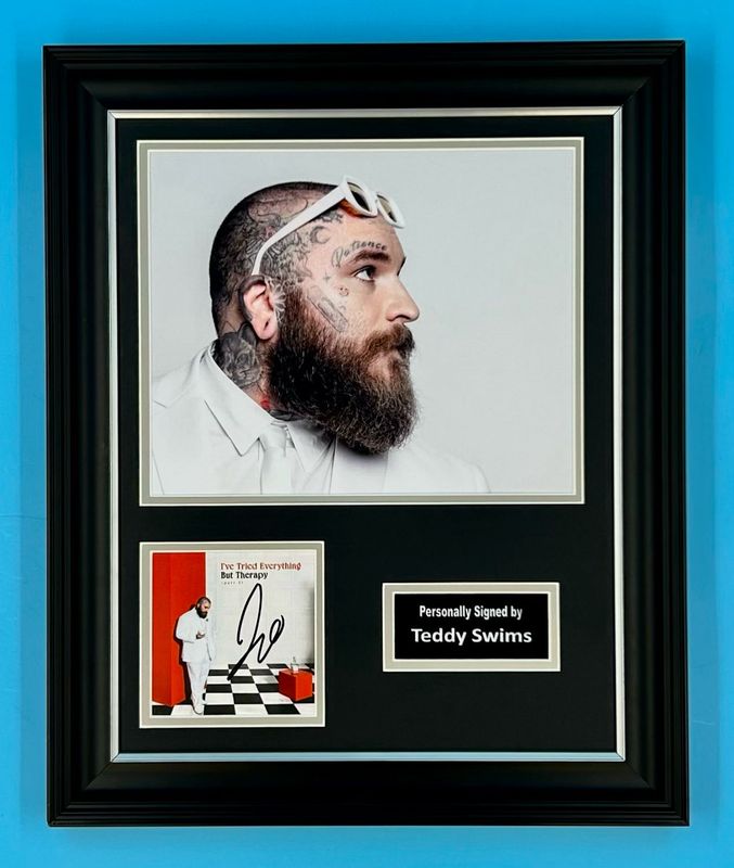Teddy Swims Signed Photo In Luxury Handmade Wooden Frame & Certificate Of Authenticity Music Memorabilia Autograph Auto I’ve Tried Everything But Therapy Poster