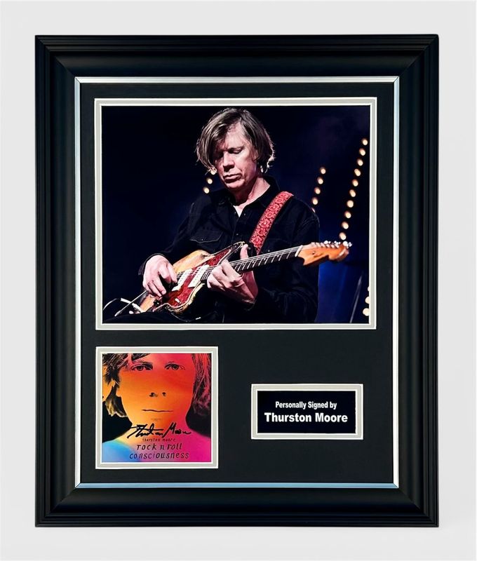 Thurston Moore Signed Photo In Luxury Handmade Wooden Frame & Certificate Of Authenticity Music Memorabilia Sonic Youth Autograph Auto Rock N Roll Consciousness Poster
