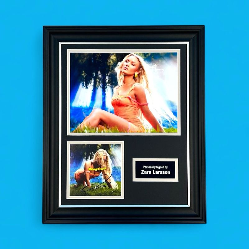 Zara Larsson Signed Photo In Luxury Handmade Wooden Frame & Certificate Of Authenticity Music Memorabilia Autograph Auto Midnight Sun Poster