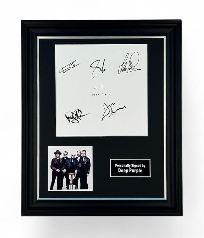 Deep Purple Signed Photo In Luxury Handmade Wooden Frame & Certificate Of Authenticity Music Memorabilia Autograph Auto = 1 Poster