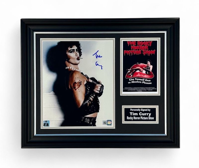 Tim Curry Signed Photo In Luxury Handmade Wooden Frame & Certificate Of Authenticity Movie Film TV Memorabilia Autograph Auto The Rocky Horror Picture Show Poster