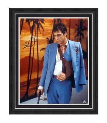 Al Pacino Signed Photo In Luxury Handmade Wooden Frame & Certificate Of Authenticity Movie Memorabilia Autograph Auto Scarface Poster