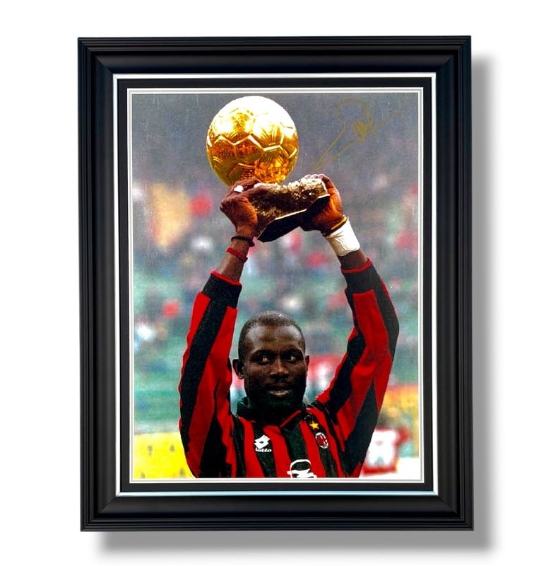 George Weah Signed Photo In Luxury Handmade Wooden Frame & Certificate Of Authenticity Football Soccer Memorabilia Autograph Auto AC Milan Poster George Weah Signed Photo In Luxury Handmade Wooden Frame & Certificate Of Authenticity Football Soccer Memorabilia Autograph Auto AC Milan Poster