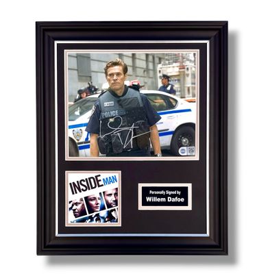 Willem Dafoe Signed Photo In Luxury Handmade Wooden Frame With SWAU Verification & Certificate Of Authenticity Movie Film TV Memorabilia Autograph Auto Inside Man Poster