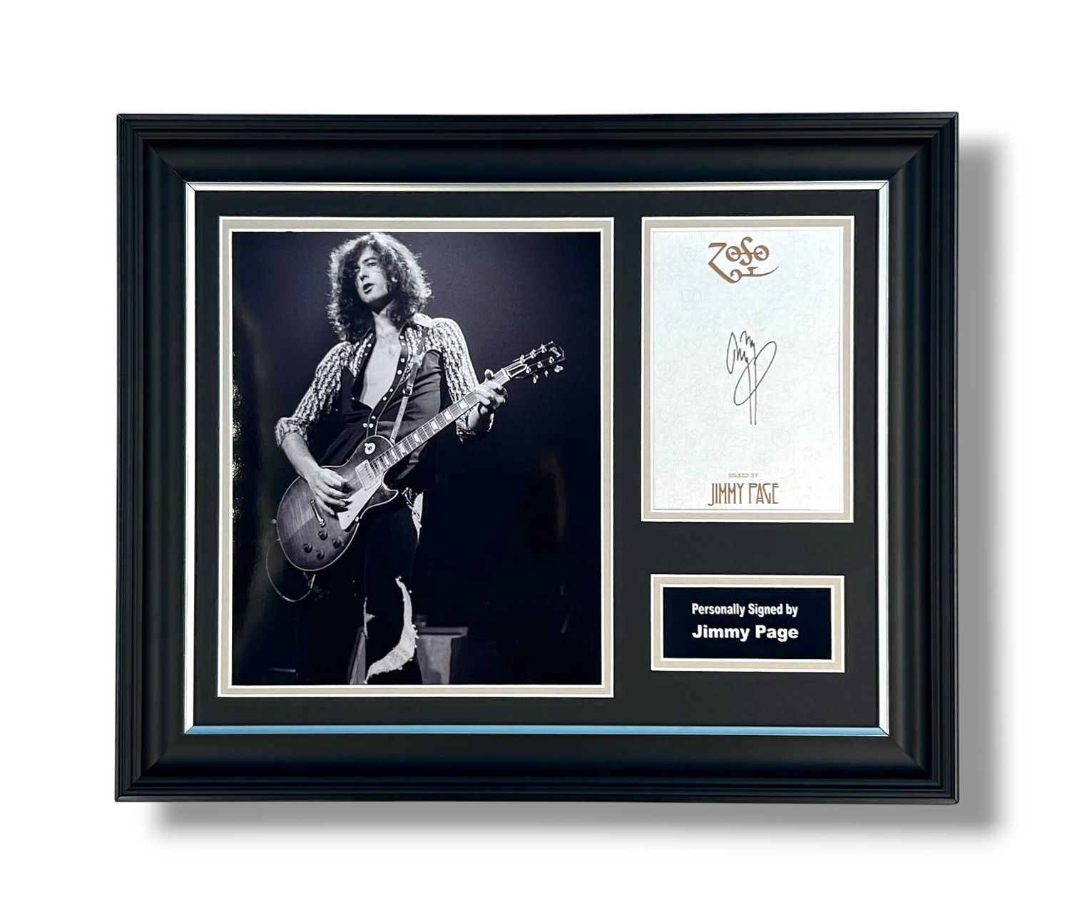 Jimmy Page Hand Signed Led Zeppelin Bookplate & Photo In Luxury Handmade Wooden Frame & Certificate Of Authenticity Music Memorabilia Autograph Auto Poster Jimmy Page Hand Signed Led Zeppelin Bookplate & Photo In Luxury Handmade Wooden Frame & Certificate Of Authenticity Music Memorabilia Autograph Auto Poster