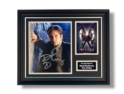 David Duchovny Signed Photo In Luxury Handmade Wooden Frame & Certificate Of Authenticity Movie Film TV Memorabilia Autograph Auto The X Files Poster