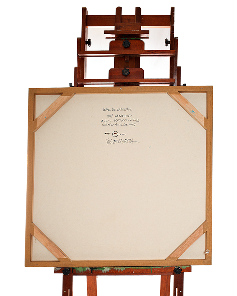 Quadro Original DNA Isaac Ipê Amarelo/fundo azul claro