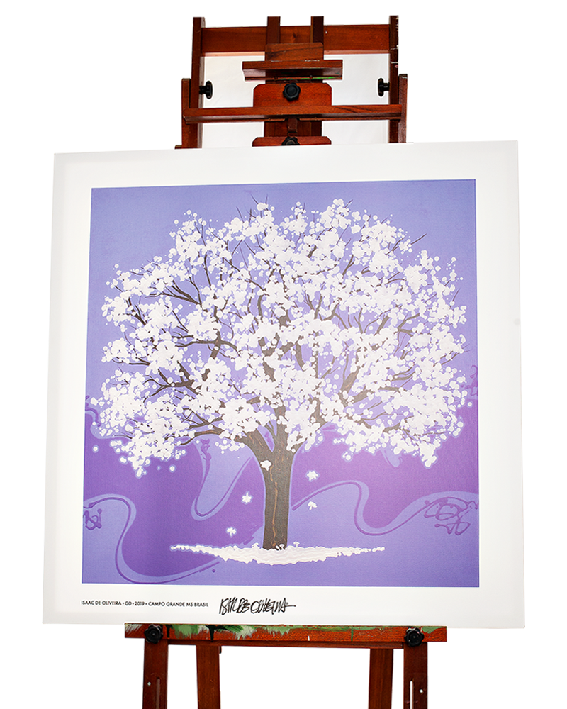 Canvas Ipê Branco/fundo azul anil / m²