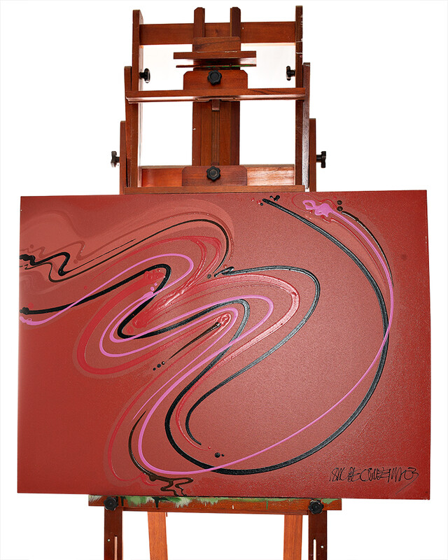 Quadro Original Movimento/Abstrato/fundo vinho