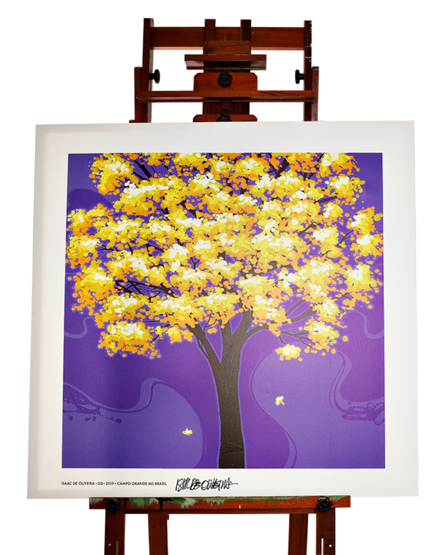 Canvas Ipê Amarelo/fundo azul anil / m²