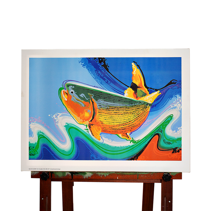 Canvas Peixe Dourado/fundo azul c/ movimentos / m²