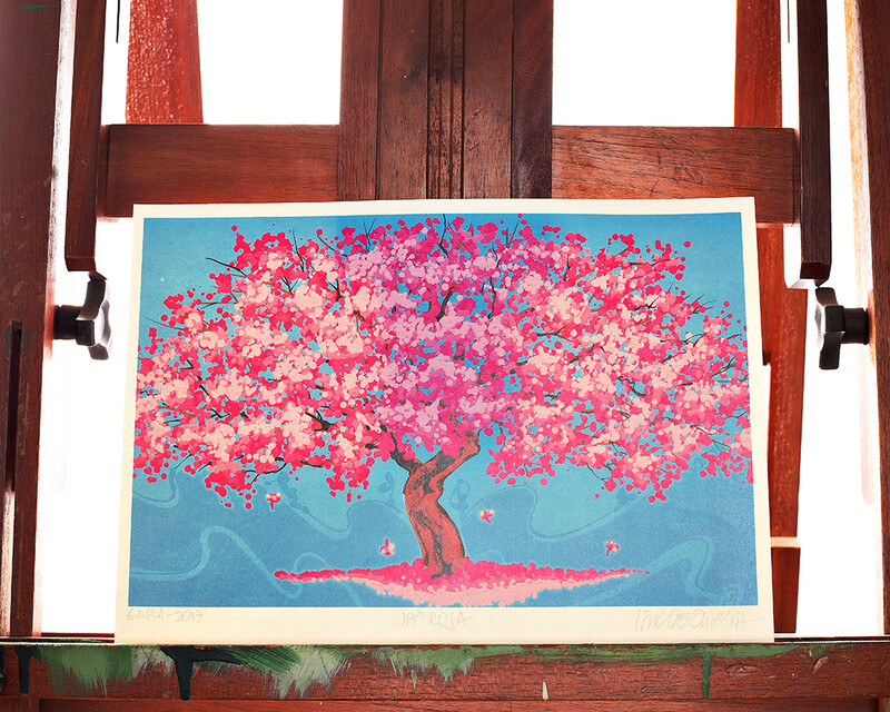 Gravura  Assinatura Original Ipê Rosa 01