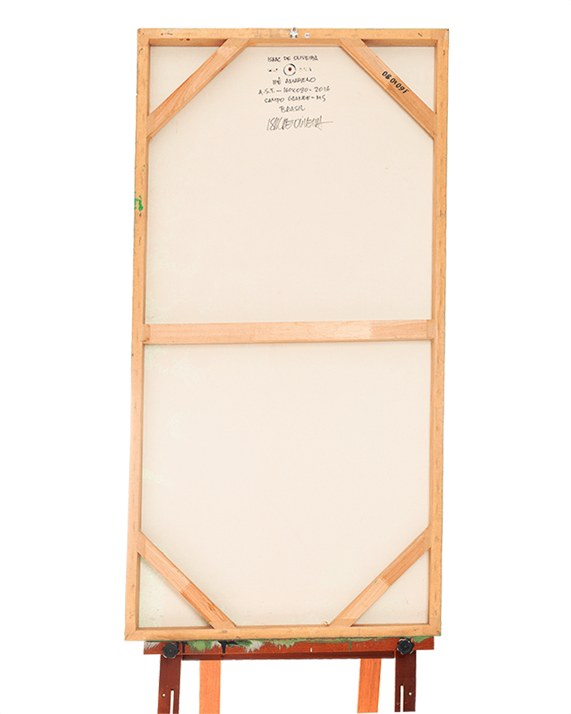 Quadro Original DNA Isaac Ipê Amarelo/fundo verde