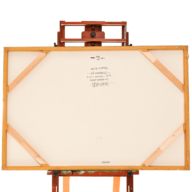 Quadro Original DNA Isaac Ipê Amarelo/fundo verde escuro