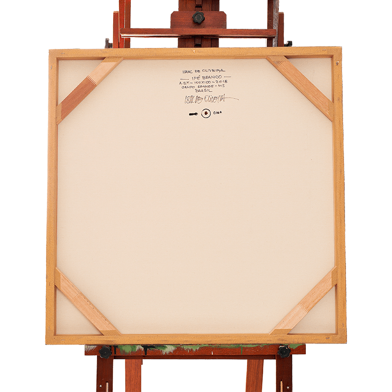 Quadro Original DNA Isaac Ipê branco/fundo marron fendi