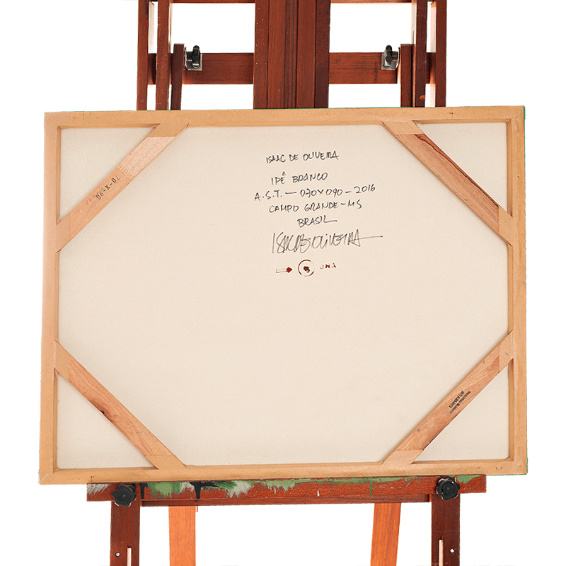 Quadro Original DNA Isaac Ipê Branco/fundo verde claro