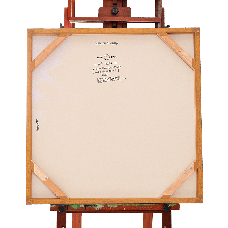 Quadro Original DNA Isaac Ipê Rosa/fundo roxo