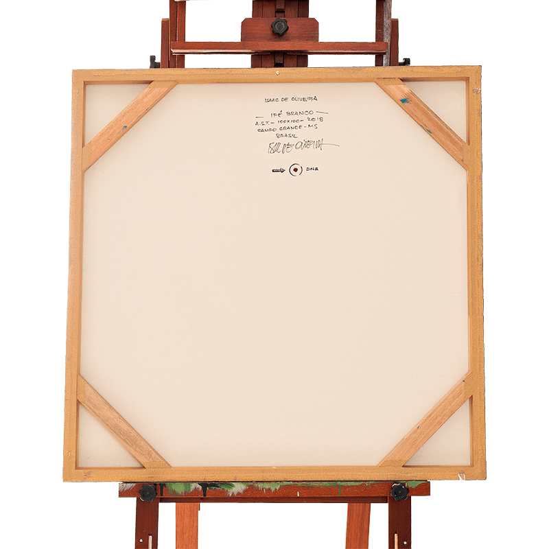 Quadro Original DNA Isaac Ipê Branco/fundo azul fechado