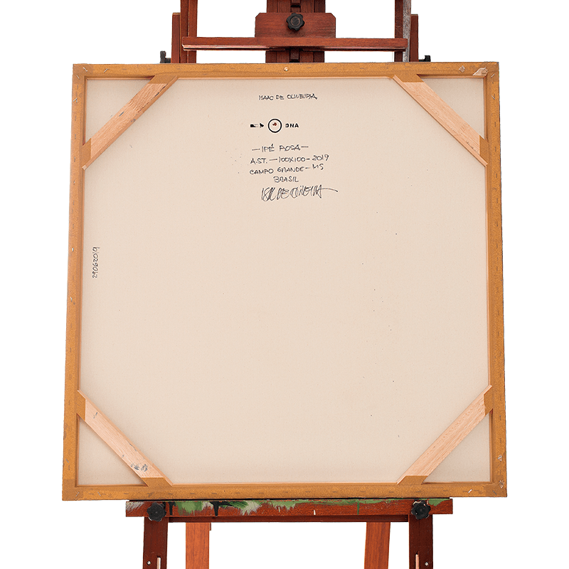 Quadro Original DNA Isaac	Ipê Rosa/fundo roxo claro