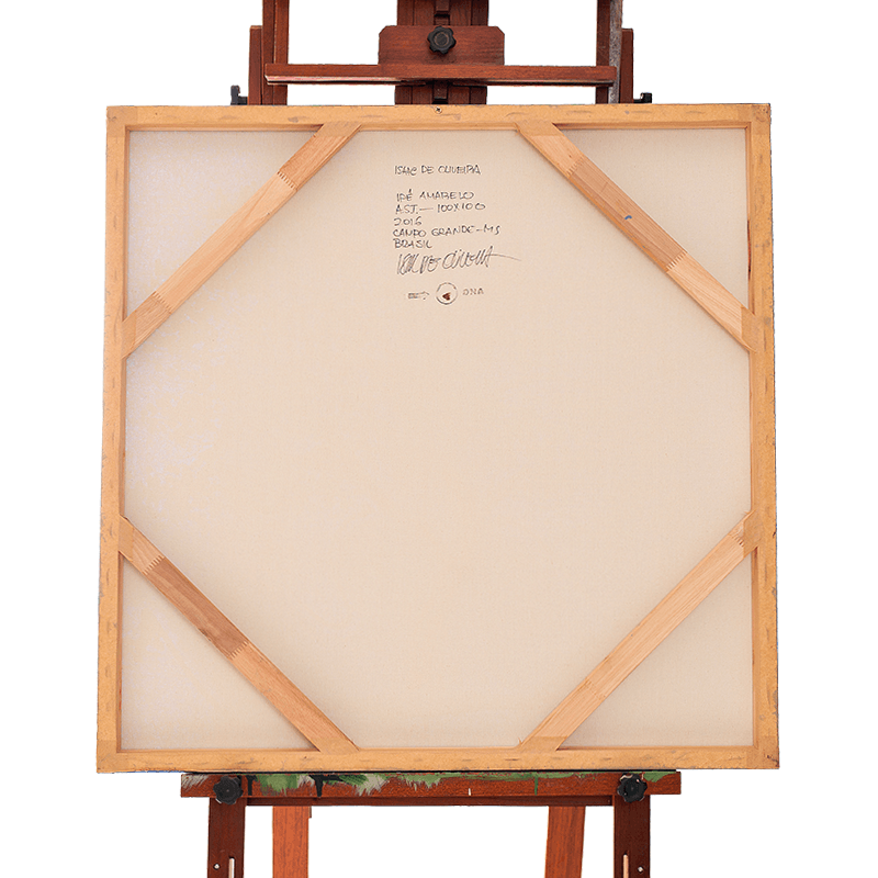 Quadro Original DNA Isaac Ipê Amarelo/fundo azul