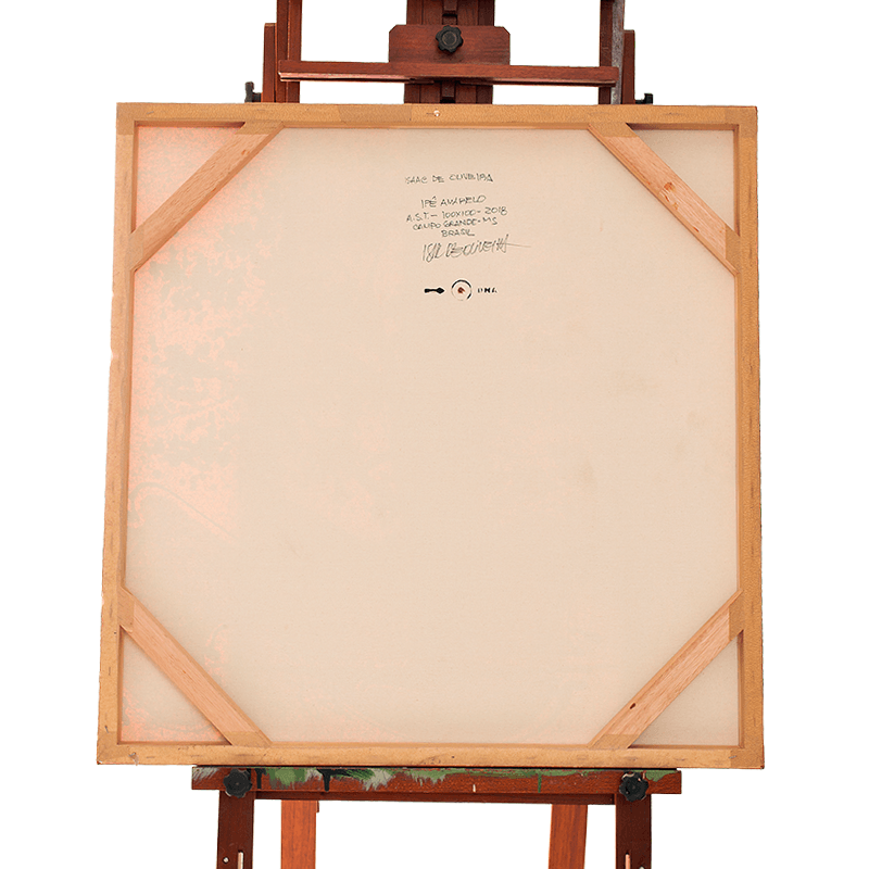 Quadro Original DNA Isaac Ipê Amarelo/fundo laranja queimado