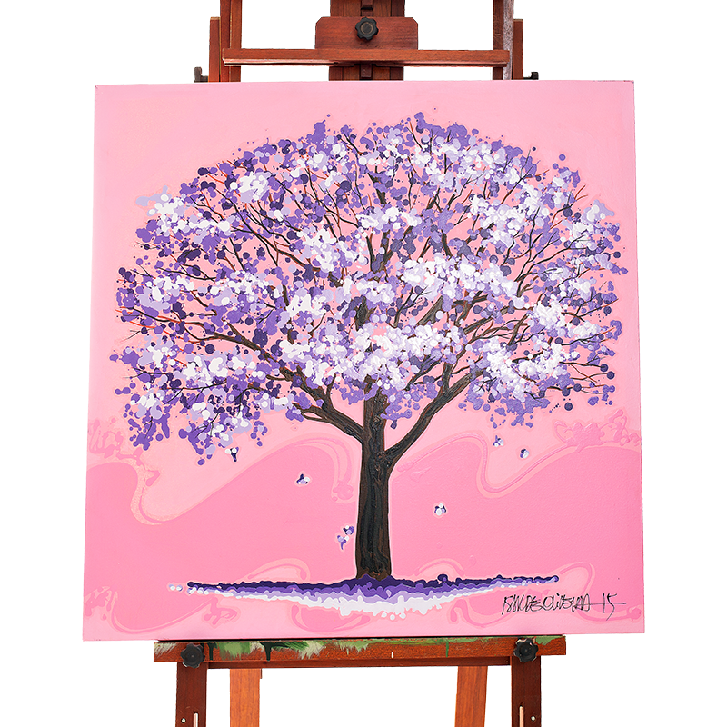 Quadro Original DNA Isaac	Ipê Roxo/fundo rosa